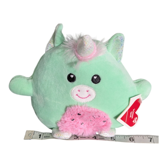 Valentine Plushie - Cute Teal Unicorn with Pink Belly - New with Tag - Picture 2 of 8